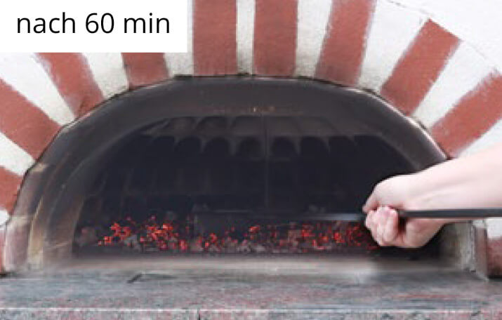 Glut in einem Holzbackofen