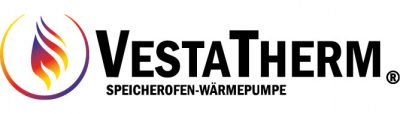 Logo und Schriftzug der Firma Vestatherm - Speicherofen mit Wärmepumpe