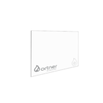 ein weißes Glas Display mit ORTNER Logo und Visualisierung der Abbrand-Phasen